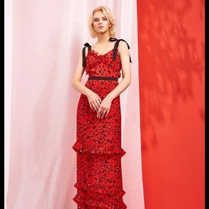 Foxiedox Red Leopard Print Gown Maxi Dress Medium